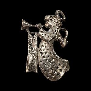 Silver Angel Brooch with Joy Banner Optional Pendant Loop